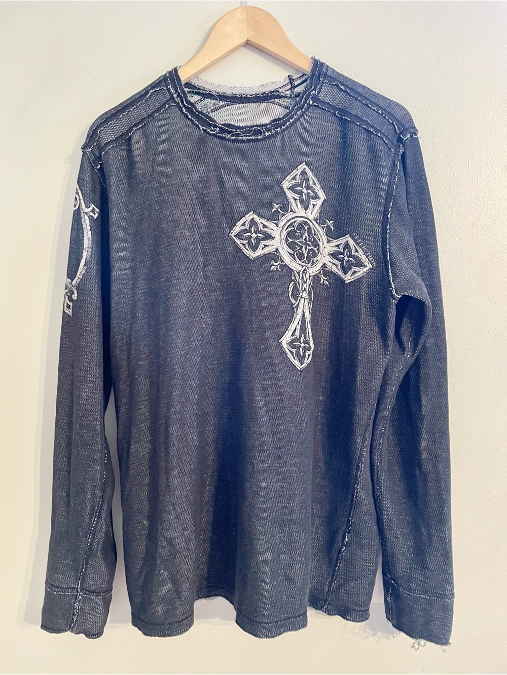 Vtg Y2K Affliction Angel Wings Cross Men’s Long Sleeve Dbl Side Thermal Shirt XL - Picture 2 of 13